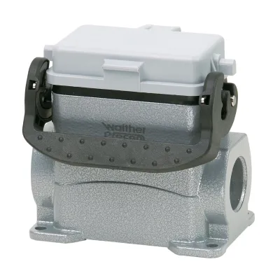 WALTHER Sockelgehäuse P711610MS | B10 | 53mm hoch | 1x M20 Stutzen | Längsbügel | Klappdeckel | Aluminium | IP65 | grau