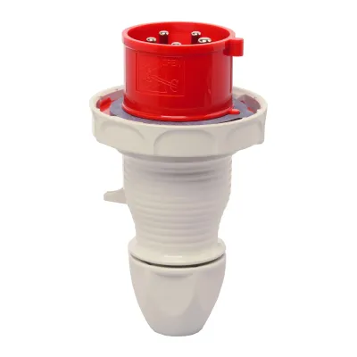 WALTHER CEE-Stecker 239 | 5-polig 32A 400V 6h | IP67 | Schraubklemme | Verschraubung | Kunststoff | gerade | rot