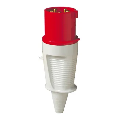 WALTHER CEE-Stecker 260406 | 63A 4-polig | 400V 6h | IP44 | Schraubanschluss | Knickschutz | PA6 Kunststoff | rot
