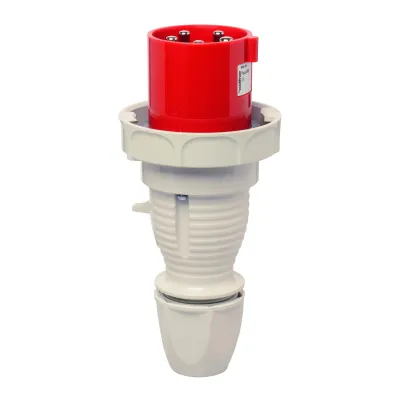 Walther CEE-Stecker 268 | 5-polig | 63A | 400V | IP67 | Schraubanschluss | Kabelverschraubung | PA6-Kunststoff | rot