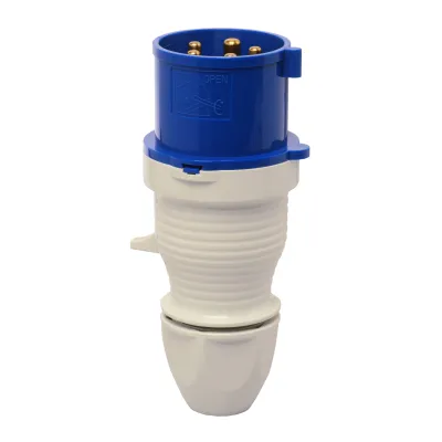 WALTHER CEE-Stecker 230509SL 5-polig 32A 230V IP44 | schraubenlos | Schneid-Klemm | Kunststoff | blau