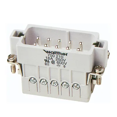 Walther Werke Stifteinsatz A10 700210 | 10-polig | Schraubanschluss | 16A 250V | Thermoplast | Drahtschutz