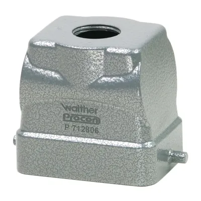 Walther Tüllengehäuse B6 P712806 | Steckergehäuse Aluminium 56mm hoch | 1x M20 gerade | Längsbügel | IP65