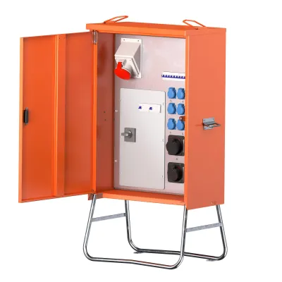 WALTHER Verteilerschrank WV0369R1 | Baustromverteiler 63A 44kVA | 2x RCD Typ B | IP44 | Stahlblech | RAL2004