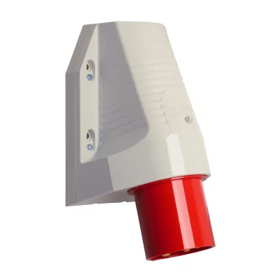 WALTHER CEE Wandgerätestecker 660 | 5-polig 63A 400V 6h | IP44 | Aufbau | Kabeleinführung oben | PA6 Kunststoff | rot