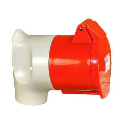 WALTHER Winkelkupplung 316 | CEE-Kupplung 5-polig 16A 400V 6h | IP44 | Schraubklemme | Knickschutz | rot