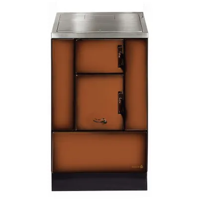 Wamsler Kohle-Holzherd K 150 S/II 1502045 | Dauerbrand Herd 7 kW | Stahlplatte oder Glaskeramik | Edelstahlrahmen | braun