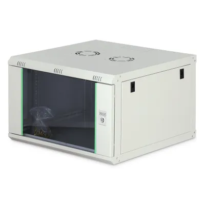 DIGITUS Netzwerk-Wandgehäuse DN-19 07U-6/6-EC | 7HE | 19 Zoll | 600x600 mm | Glastür abschließbar | Stahl | grau