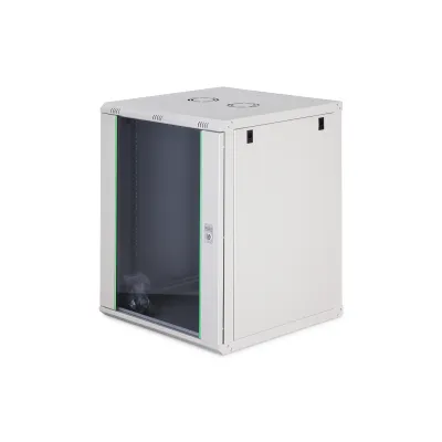 DIGITUS Netzwerkschrank Wandgehäuse 19 Zoll | 16HE | 789x600x600 mm | Glastür abschließbar | Grau RAL 7035