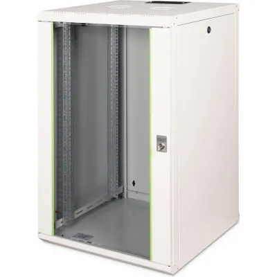 DIGITUS Wandgehäuse DN-19 20U-6/6 | 20HE 19 Zoll Netzwerkschrank | 998x600x600mm | Glastür | Stahl | grau RAL7035