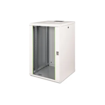 DIGITUS Wandgehäuse DN-19 20U-6/6 | 20HE 19 Zoll Netzwerkschrank | 998x600x600mm | Glastür | Stahl | grau RAL7035