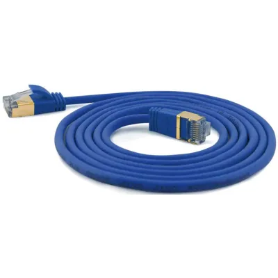 Wantec Patchkabel SSTP Cat7 7131 | Cat6a Stecker | 1m | extra dünn Ø4mm | 600MHz | RJ45 vergoldet | blau