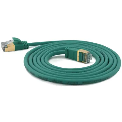 Wantec SSTP Patchkabel 7218 | Cat7 Kabel | Cat6a Stecker | 600 MHz | 3 m | extra dünn | rund | RJ45 vergoldet | grün
