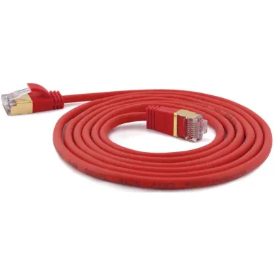 Wantec Patchkabel SSTP Cat.7 7159 | CAT6a Stecker | 1 m Länge | extra dünn Ø4mm | 600 MHz | RJ45 | rot