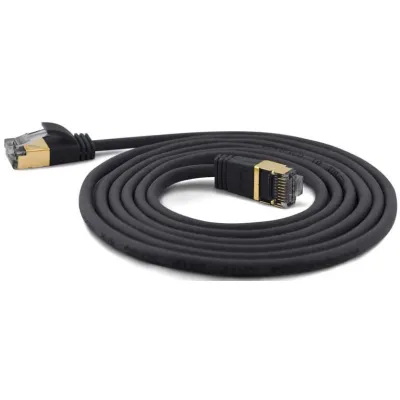 Wantec Patchkabel SSTP Cat7 7202 | CAT6a Stecker | 1,5m Länge | rund, extra dünn, 600 MHz | RJ45 vergoldet | schwarz
