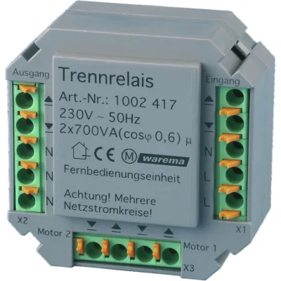 Warema Trennrelais UP 1002417 | Für 2 Jalousie- oder Rollladenmotoren | 230V AC | Unterputz | Zentraleingang | 3A