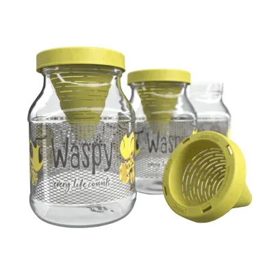 Waspy® Wespen-Lebendfalle 6040 | nachhaltig & plastikfrei | Glas & Bio-Werkstoff | wiederverwendbar | Gelb