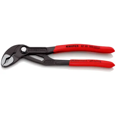 KNIPEX Wasserpumpenzange Cobra 87 01 180 | 180 mm | Knopfdruck-Einstellung | rot | gehärtete Zähne