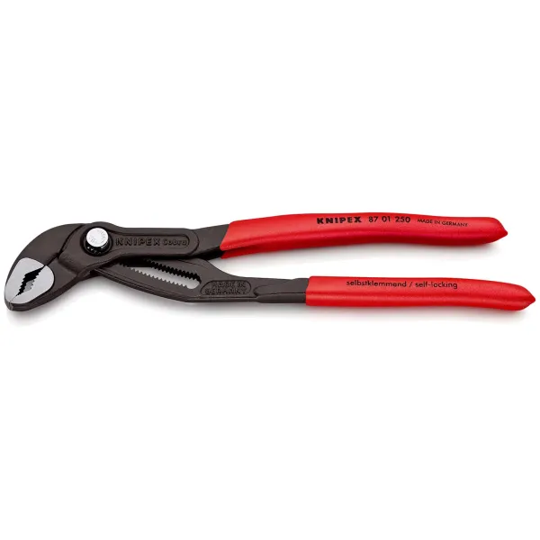 KNIPEX Cobra Wasserpumpenzange 250 mm | selbstklemmend | Feinverstellung | rutschfest | Chrom-Vanadium-Stahl