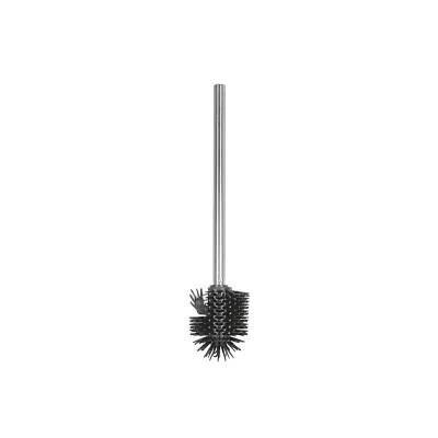 WENKO WC-Ersatzbürste 21800100 | Silikon mit Randreiniger | Edelstahlstiel | Ø7,5x35cm | schwarz glänzend