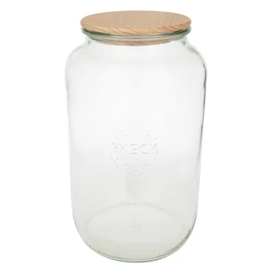 Weck Rundrandglas 3l mit Holz- deckel