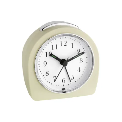 TFA Quarzwecker 60.1021.09 | Retro Wecker analog | geräuscharm | Snooze | Beleuchtung | fluoreszierende Zeiger | beige