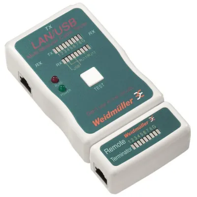 Weidmüller LAN USB Tester 9205400000 | Kabelfehler-Messgerät | digital | RJ45 USB A USB B | stoßfestes Kunststoffgehäuse