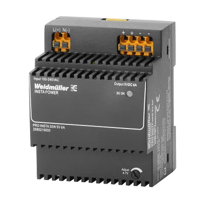Weidmüller Schaltnetzgerät PRO INSTA 30W 5V 6A | Gleichstromversorgung | 4–7 V einstellbar | 6A | Hutschiene | IP20