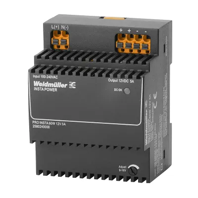 Weidmüller PRO INSTA 2580240000 | Schaltnetzgerät 60W 12V 5A | Ausgang einstellbar | Hutschienenmontage | IP20