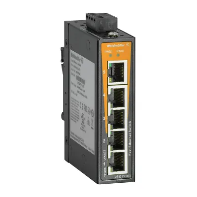 Weidmüller Netzwerk Switch IE-SW-EL05-5TX 5x RJ45 Fast Ethernet unmanaged | Hutschiene | Layer 2 | IP30