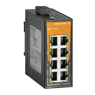 Weidmüller Netzwerk Switch IE-SW-EL08-8TX | 8x RJ45 10/100Mbps | unmanaged | Hutschiene | Fast Ethernet | Layer 2 | IP30