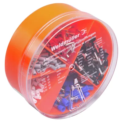 Weidmüller Aderendhülsenbox H-BOX 9025430000 | 400 Stück | 0,5–2,5 mm² isoliert | Kunststoffkragen | 5 Farben
