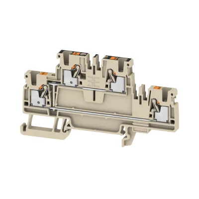 Weidmüller Durchgangs-Reihenklemme A2T 2.5 VL 1547650000 | 2 Etagen | PUSH IN | 0,14–2,5 mm² | Hutschiene TH35 | beige