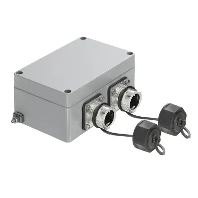 Weidmüller Flanschdose 2-Port IE-OM-V01M-K21-2S 1966330000 | Anschlussdose IP67 | Aluminium | B136xT57mm | grau RAL7035