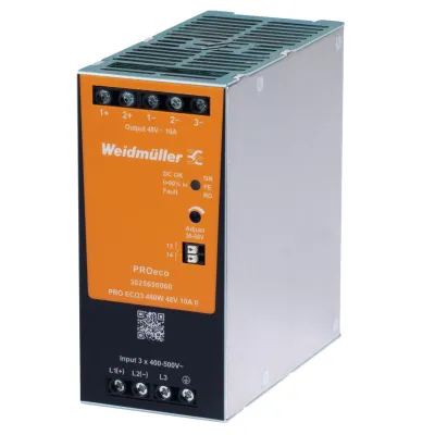 Weidmüller PRO ECO3 Netzteil 3025650000 | 480W | 48V | 10A | AC/DC | Ausgang 36-56V | Tragschiene | IP20
