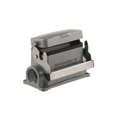 Weidmüller Sockelgehäuse HDC 40D SDLU 2M32G | Rechtecksteckverbinder Gehäuse | Aluminium | IP65 | Klappdeckel | grau