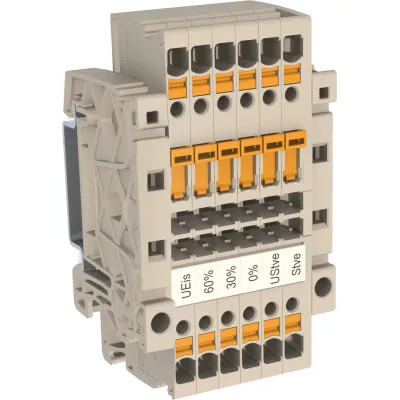 Weidmüller Trenn- und Messtrenn-Reihenklemme 12-polig | 16A 400V | Push-in | Prüf­buchse | TH35 | beige