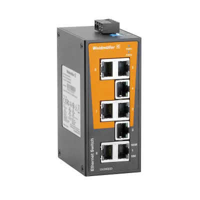 Weidmüller Netzwerk-Switch IE-SW-BL08-8TX | 8-Port Fast Ethernet | RJ45 | Unmanaged | IP30 | Hutschiene