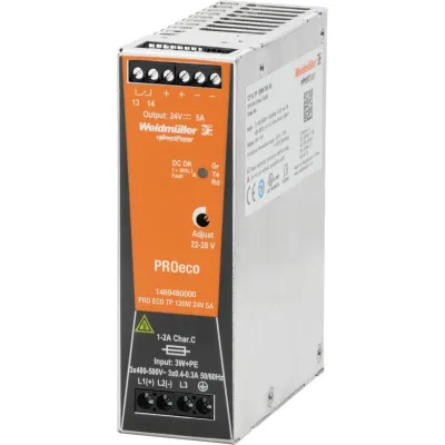 Weidmüller Schaltnetzteil PRO ECO 1469480000 | 120W 24V 5A | Hutschienenmontage | Kurzschlussfest | IP20 | AC 85–264V