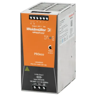 Weidmüller Schaltnetzteil PRO ECO 240W 24V 10A 1469490000 | Hutschiene | AC/DC 85-264V | IP20 | kurzschlussfest