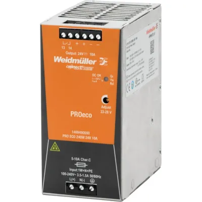 Weidmüller Schaltnetzteil PRO ECO 240W 24V 10A 1469490000 | Hutschiene | AC/DC 85-264V | IP20 | kurzschlussfest