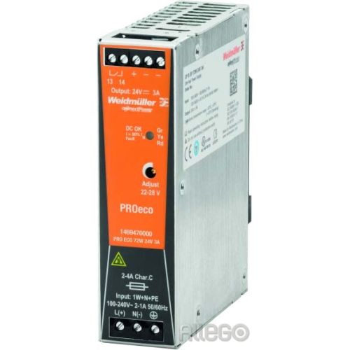 Bild: Weidmüller PRO ECO 72W 24V 3A 1469470000 Stromvers. Schaltnetzger.24V