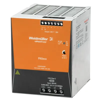 Weidmüller Schaltnetzgerät 1469550000 PRO ECO3 480W 24V 20A | dreiphasig | AC/DC | Hutschiene | IP20 | kurzschlussfest