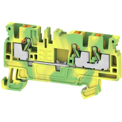 Weidmüller Schutzleiter-Reihenklemme A3C 2.5 PE 1521670000 | PUSH IN | 0,5-2,5 mm² | 3-polig | Hutschiene | grün/gelb