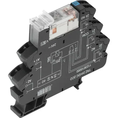Weidmüller Relaiskoppler 1123850000 TRZ 24VDC 2CO | Schaltrelais 8A | DC 19,2–28,8V | IP20 | 2 Wechsler | Schwarz