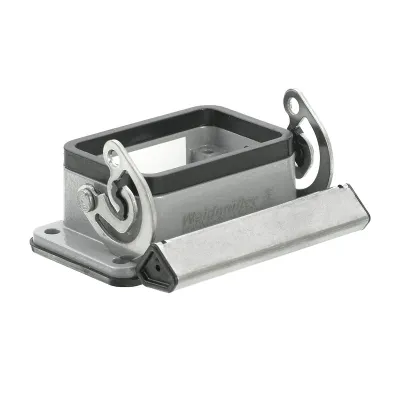Weidmüller Anbaugehäuse HDC 06B ALU 1202100000 | Rechtecksteckverbinder | IP65 | Längsbügel | Aluminium grau | 68x29 mm
