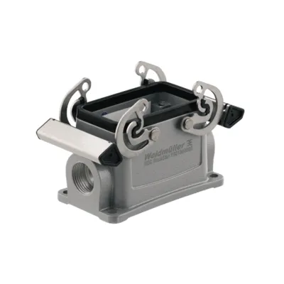 Weidmüller Sockelgehäuse HDC 10B SBU 2M25G | Industriesteckverbinder IP65 | Aluminium | 2 Leitungseinführungen | grau