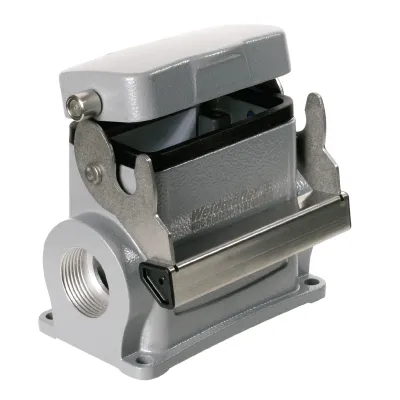 Weidmüller Steckverbinder-Gehäuse HDC 24D SDLU 2M25G | Sockelgehäuse | IP65 | Aluminium | Längsbügel | Klappdeckel