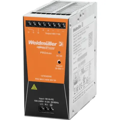 Weidmüller Hutschienen-Netzteil PRO MAX 1478130000 | 24V DC 10A | 240W | einstellbar | Kurzschlussfest | IP20 | orange