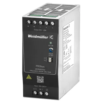 Weidmüller Stromversorgung PRO BAS 480W 24V 20A 2838480000 | Hutschienen-Netzteil | DIN-Rail | IP20
